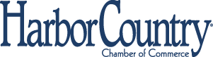 Harbor Country Chamber of Commerce logo. A simple logo with the words Harbor Country written in dark blue in a serif font, and the words Chamber of Commerce written in navy blue in a sans-serif font.